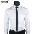 JEMYGINS Men's Tie 100% Silk Pure Black Tie 5cm Skinny Slim Tie High Quality Classic Business Casual