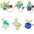 Classic Petit Prince Brooches For Women Men Cartoon Prince Pin Buckle Cute Fox Rose Flower Fairy