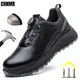 New Steel Toe Safety Boots Men's Work Sneaker Rotated Button Easy Wear Work Safety Boots Breathable