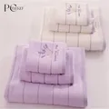 Cotton Embroidery Lavender Aromatherapy Soft Bath Hand Face Towel Sheet Set 34 X 74cm Bath Towel New