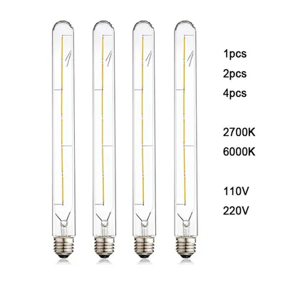 Vintage 110V 220V 6W T300 LED Filament Bulb 2700K warm white 6000K cold white Long Tubular E27 Edison Light Bulb 120V 240V Light