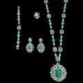 GODKI New Fashion Turquoise UAE Dubai Bridal Jewelry Set For Women Wedding Party Nigerian African