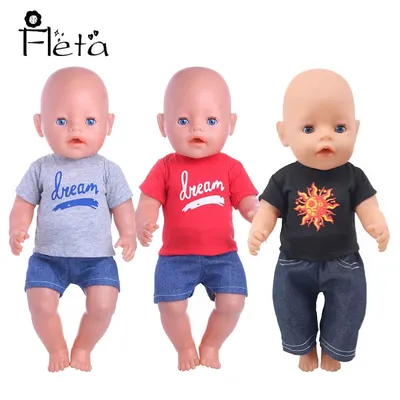 Doll Set = T-Shirt + Jeans Handsome Clothes Accessories Fit 18 Inch American&43 CM Born Baby,Girl's