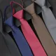 Men's Lazy Tie Solid Color Skinny Zipper Ties Red Black Blue Brown Slim Necktie Wedding Party Suit