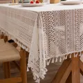 Hollow French Lace Beige Tablecloth Rectangular Wedding Birthday Party Decorative Table Cover Mantel
