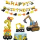 Construction Bulldozer Series party decor Bulldozer excavator Balloon banner excavator cake topper