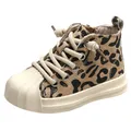 12.5-19cm Fashion Kids Sneakers Boots Suede Leopard Girls Boys Sports Shoes Toddler Ankle Boots For