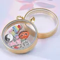 1/2PCS Round Glass Locket Pendant Charm For Memory Photo Floating Making Jewelry Necklace