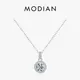 Modian 925 Sterling Silver Charm Round 1CT 5A Zirconia Pendant Necklace Classic Platinum Plated