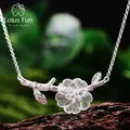 Lotus Fun Genuine 925 Sterling Silver Handmade Designer Fine Jewelry Flower in the Rain Necklace