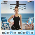 Quick-drying Slimming 4-piece Sports One-piece Swimsuit Women's Conservative Colorblocking