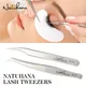 NATUHANA Stainless Steel Eyelashes Tweezers Professional For Lashes Extension Anti-static Eyelash Eyebrow Tweezer Makeup Tools