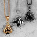 Boxing Gloves Gym Mens Long Necklaces Pendants Chain Punk Hip Hop for Boy Male Stainless Steel