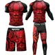 MMA Boxing T-shirts +Pants Sets Jiu jitsu Rashguard For Men Muay Thai Shorts Kickboxing Sport Gym