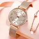 Elegant Rose Gold Heart Dial Watch Female Simple Temperament Student Waterproof Female High-level