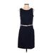 Tommy Hilfiger Casual Dress - Sheath Scoop Neck Sleeveless: Blue Print Dresses - Women's Size 2