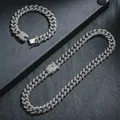 Hip Hop 13 Mm Studded with Ice Crystal Rhinestones Miami Curb Cuban Chain Bling Rappers Men Necklace