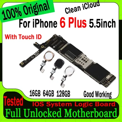Factory unlocked for iPhone 6 Plus motherboard 16GB 64GB 128GB 100% Original for iPhone 6 Plus