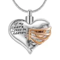 A Piece of My Heart Lives in Heaven Two Tone Locket Heart Cremation Memorial Ashes Urn Necklace
