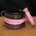 Adjustable Dog Leather Collar Cool Spikes Dogs Collars Metal Rivet Pet Accessory Durable for Show