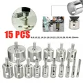 10/15pcs Set Tile drill bit Set Diamond Coated Tile Marble Glass Ceramic Hole Saw Drilling Bits