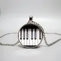 Piano key Glass Necklace men and women Necklace Jewelry Pendant Necklace DIY customized photos