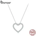 BAMOER Heart Necklaces for Women D Color VVS1 Moissanite 925 Sterling Silver Minimalist Heart