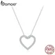 BAMOER Heart Necklaces for Women D Color VVS1 Moissanite 925 Sterling Silver Minimalist Heart