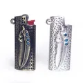 Metal Armor Mini Size Lighter Case Feather Carving J5 Lighter Sleeve Explosion Proof Lighters Cover