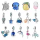 Original 925 Sterling Silver Charms Stars Moon Spaceman Blue Crystal Beads Fit Pandora Bracelets