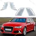 For Audi RS6 2011-2018 Front Bumper Fog Light Lamp Trim Cover Strip Molding Decorative Lid Silver