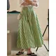[LANMREM] Striped Contrast Color Skirt Women High Waist A-line Loose Korean Style Female Elegant