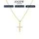 Anziw Christian D Color Moissanite Cross Pendant Necklace 925 Sterling Silver Clavicle Collar Charms