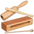 2 Sets Wood Block Percussion Instrument Rhythm Wooden Beaters Musical Handheld Instruments Lummi