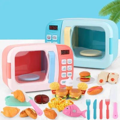 Simulation Children Cooking Small Household Appliances Kitchen Electric Microwave Oven Timing Interactive Toy Gift Blender Bread