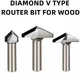 Woodworking tools Diamond V type MDF Router Bits 1/2 Shank PCD CNC wood milling cutter V Groove 3d
