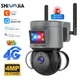 SHIWOJIA TUYA PTZ IP Camera 4G Sim Card 4MP Video Alarm Surveillance Cameras Outdoor Speed Dome