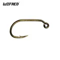 Wifreo 30pcs 60 Degree Barbed Jig Fly Tying Hook Wide Gap Trout Fishing Hooks #10 #12 #14 #16