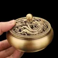 Classical Antique Flat Bottom Incense Burner Pure Copper Household Indoor Decorative Zen Sandalwood