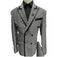 Luxury Fashion Plaid Groom Tuxedos Double Breasted Men Suits For Wedding Male Party Dress Costume