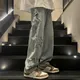 Star Embroidery Straight Casual Men Jeans Gothic Neutral New Wide Leg Loose Hip-hop Fashion Youth