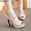2023 neue Damen Schuhe Alias Mujer Gladiator Plattform Sandalen Frauen Fisch Mund High Heels Weibliche Pumpen Beige Schwarz Weiß Rosa
