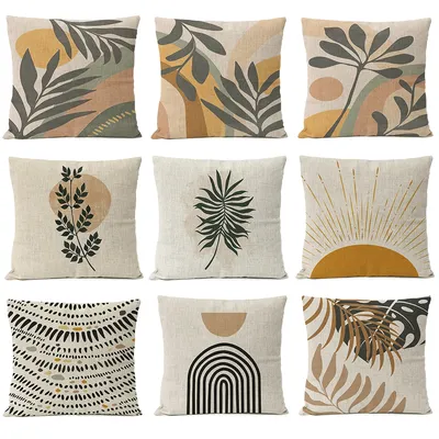 Nordic Wohnkultur Boho Geometrische Kissen Abdeckung Blatt Monstera Regenbogen Sonne Wurf Kissen Image