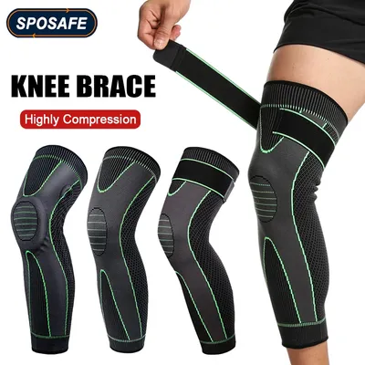 Sport Anti-slip Volle Länge Kompression Bein Ärmeln Knie Brace Unterstützung Schützen für Basketball Fußball Laufen Radfahren Männer Frauen