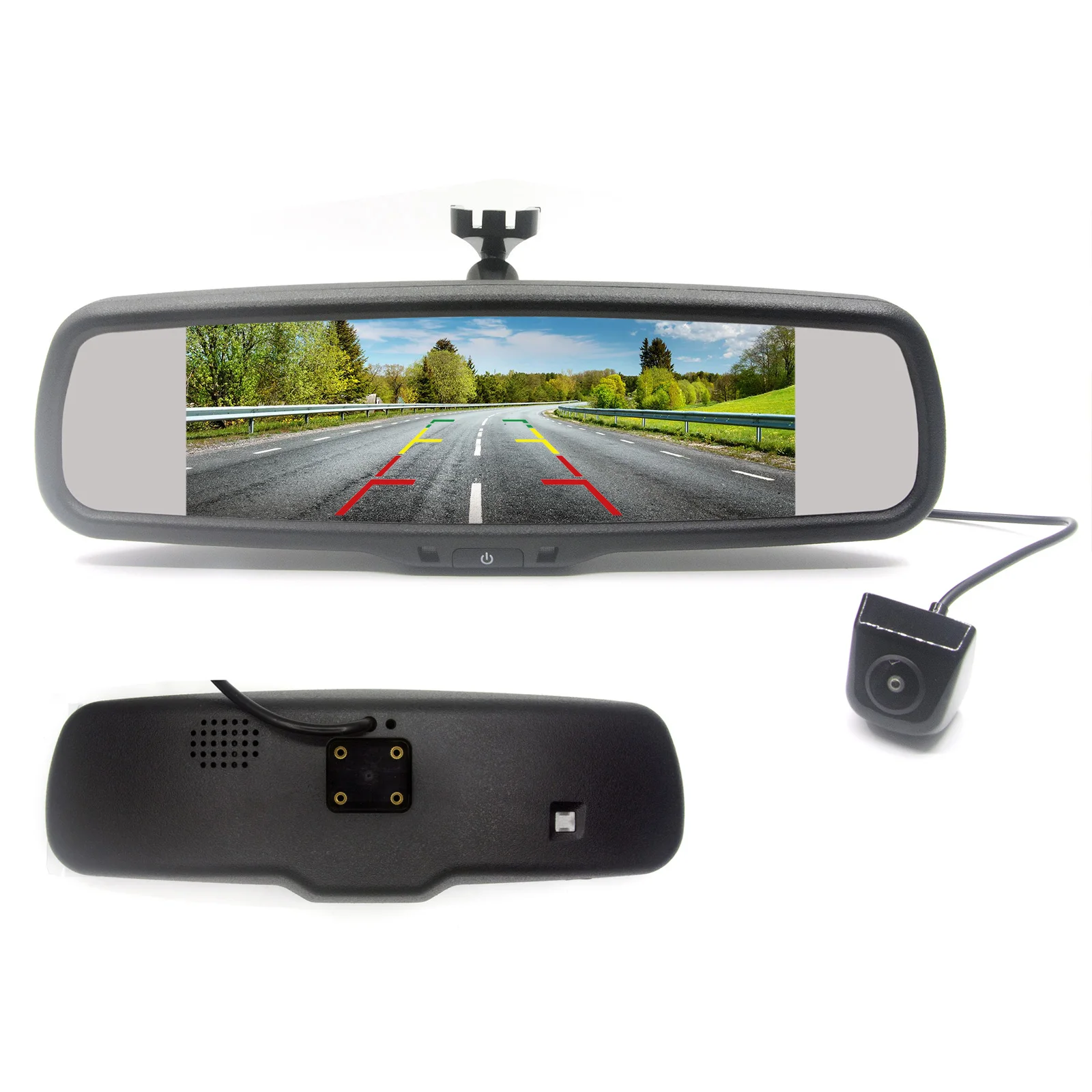 ANSHILONG AHD Auto-Innenspiegel, 7,5 Zoll TFT-LCD-Monitor, 2-Kanal-Videoeingang mit Fischauge, Weitwinkel, Rückansicht, Rückfahrkamera