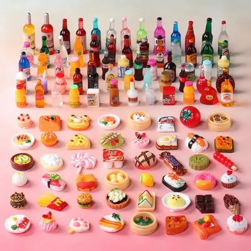 1/12 Puppenhaus Lebensmittel zubehör Mini Food Getränke Kuchen Brot für Barbies Puppenhaus Küche