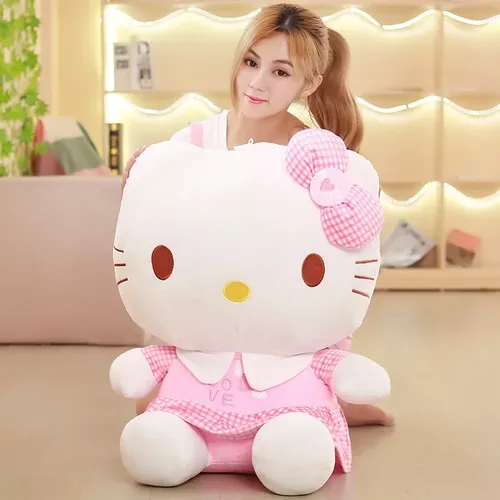 60CM Riesen Sanrio Kawaii Hallo Kitty Plüsch Spielzeug Kissen Rosa Kleid Gefüllte Puppe Katze Nette