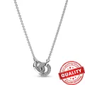 Real 925 Sterling Silver Sparkling Two Circular Buckles Charm Necklace Romantic Proposal Necklace