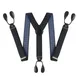 3.5cm Width Vintage Suspenders For Men Button End Black PU Leather Trimmed Y Back Adjustable