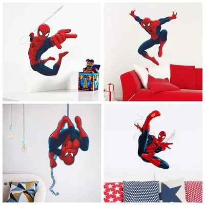 HEIßER Cartoon Spiderman Wand Aufkleber Für Kinderzimmer Dekoration 3d Super Hero Avengers Wandbild Kunst Jungen Aufkleber Anime Film Poster Image